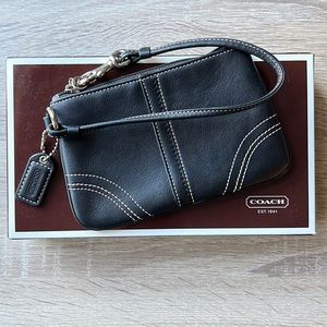 Coach Black Leather Wristlet